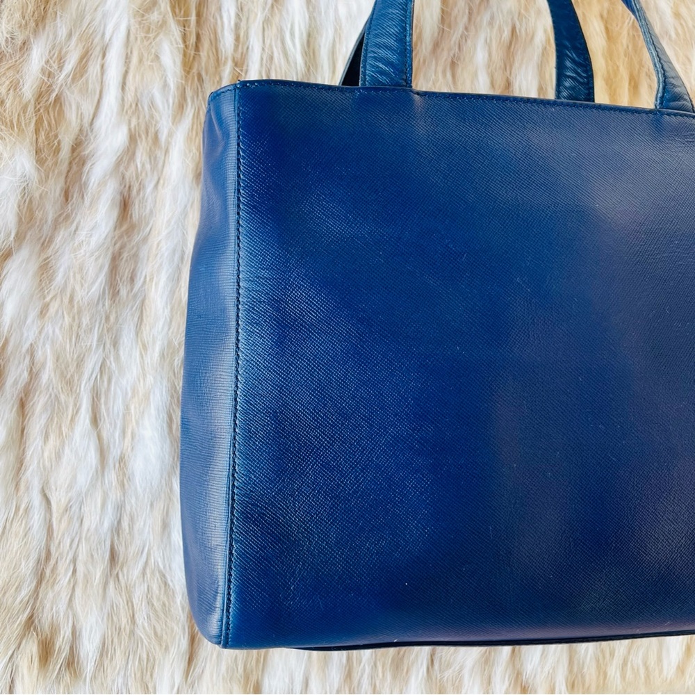 PRADA Classic Bluette Saffiano Leather Small Tote Bag - Picture 7 of 13
